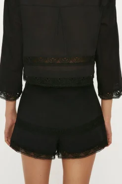 Best Oasis Lace Insert Cotton Shorts Black