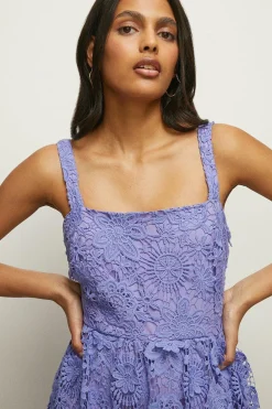 New Oasis Lace Pinny Strap Midi Dress Green
