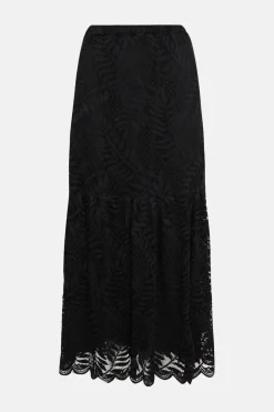 New Oasis Lace Scalloped Hem Tiered Skirt Co-Ord Black