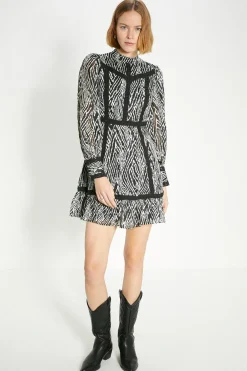 Fashion Oasis Lace Trim Dobby Chiffon Animal Print Skater Mono