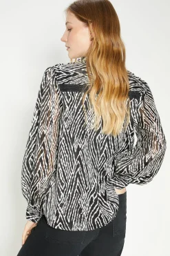 Outlet Oasis Lace Trim Dobby Chiffon Animal Print Blouse Mono