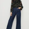 Hot Oasis Lace Trim Dobby Chiffon Floral Print Blouse Black