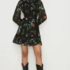 Fashion Oasis Lace Trim Dobby Chiffon Floral Print Skater Dress Multi