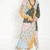Clearance Oasis Lace Trim Patched Floral Print Midi Dress Multi