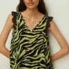 New Oasis Lace Trim Zebra Printed Vest Black