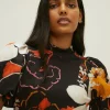 Hot Oasis Large Floral Tiered Scuba Midi Dress Multi