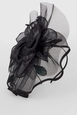 Sale Oasis Large Flower And Feather Fascinator Black