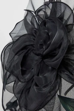 Sale Oasis Large Flower And Feather Fascinator Black