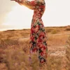 Clearance Oasis Large Rose Metallic Cut Out Maxi Dress Red