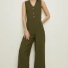 Discount Oasis Laura Whitmore Linen Look Sleeveless Jumpsuit Orange