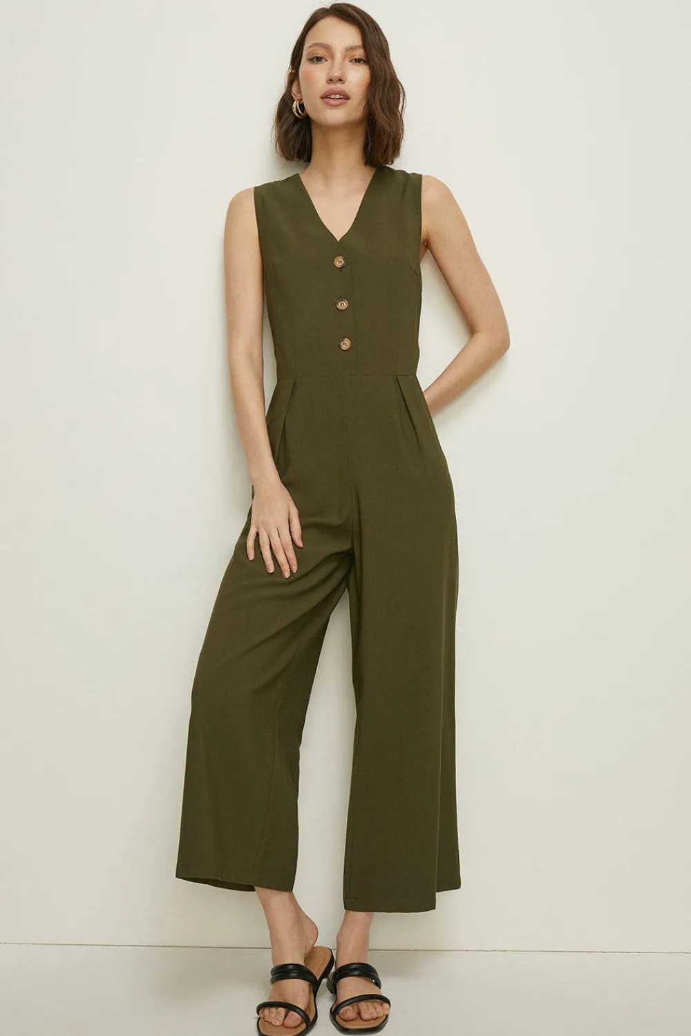 Discount Oasis Laura Whitmore Linen Look Sleeveless Jumpsuit Orange