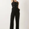 Sale Oasis Laura Whitmore Premium Button Detail Wide Leg Jumpsuit Pink