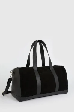 Clearance Oasis Leather And Suede Detail Holdall Weekend Bag Black