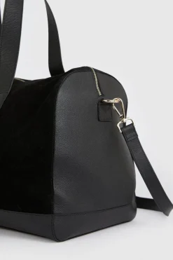 Clearance Oasis Leather And Suede Detail Holdall Weekend Bag Black