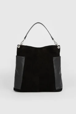 Best Oasis Leather And Suede Stud Detail Tote Bag Black