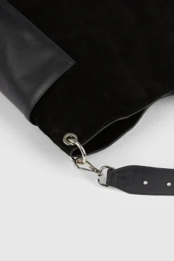 Best Oasis Leather And Suede Stud Detail Tote Bag Black