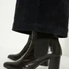 Online Oasis Leather Block Heel Croc Ankle Boot Black