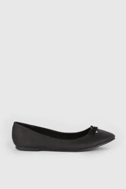 Sale Oasis Leather Bow Ballet Pump Black