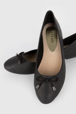 Sale Oasis Leather Bow Ballet Pump Black