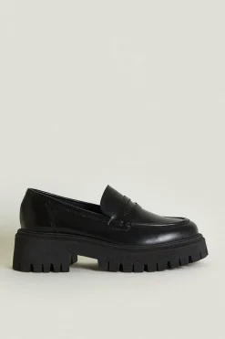 Best Oasis Leather Chunky Loafers Black