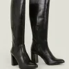 Discount Oasis Leather Knee High Boots Black