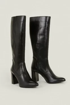 Discount Oasis Leather Knee High Boots Black