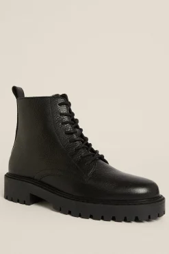 Outlet Oasis Leather Lace Up Ankle Boots Taupe