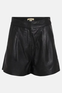 New Oasis Leather Pleat Detail Short Black
