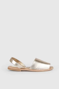 Fashion Oasis Leather Sling Back Flat Sandals Rose Gold