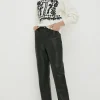 Sale Oasis Leather Straight Leg Trouser Black