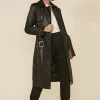 Outlet Oasis Leather Trench Coat Natural