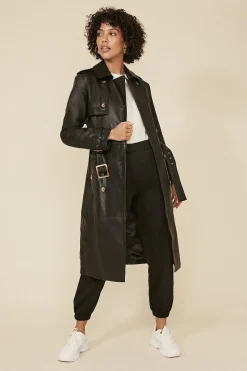 Outlet Oasis Leather Trench Coat Natural