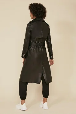 Outlet Oasis Leather Trench Coat Natural