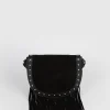 Outlet Oasis Leather Western Suede Tassel Crossbody Bag Black
