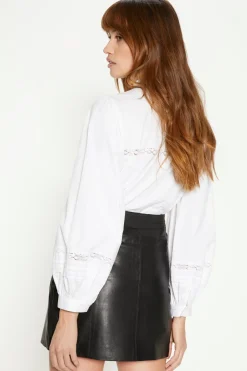Sale Oasis Leather Zip Through Mini Skirt Black