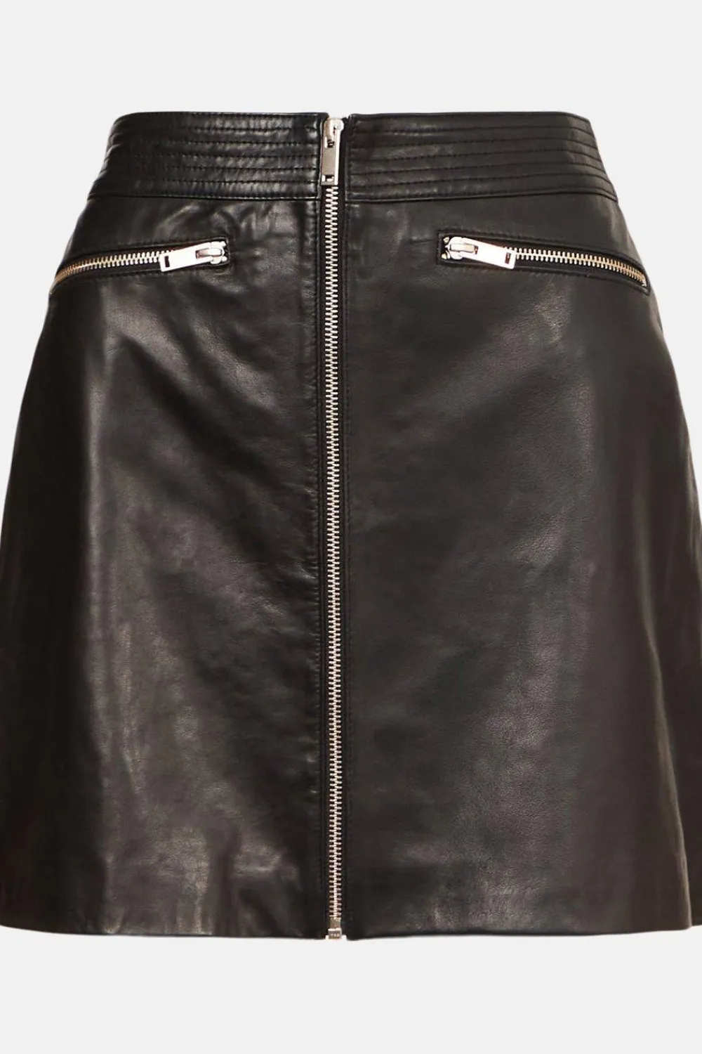 Sale Oasis Leather Zip Through Mini Skirt Black