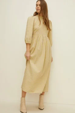 Hot Oasis Lime Gingham Puff Sleeve Midi Dress Lilac