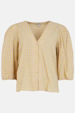 Fashion Oasis Lime Gingham V Neck Button Top Lilac