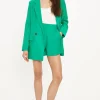 Fashion Oasis Linen Look High Waist Short Green