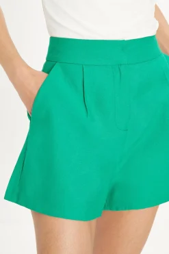Fashion Oasis Linen Look High Waist Short Green