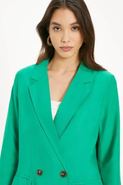 New Oasis Linen Look Tailored Blazer Green