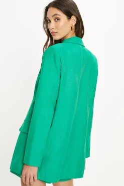 New Oasis Linen Look Tailored Blazer Green