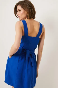 Discount Oasis Linen Look Wrap Over Mini Dress Cobalt