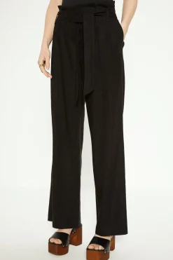 Discount Oasis Linen Mix Belted Wide Leg Trouser Black