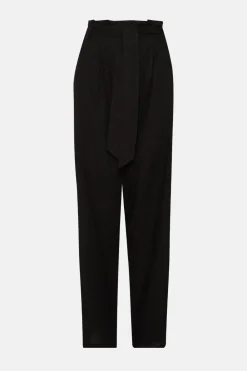 Discount Oasis Linen Mix Belted Wide Leg Trouser Black