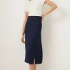 Discount Oasis Linen Mix Button Detail Midi Skirt Navy