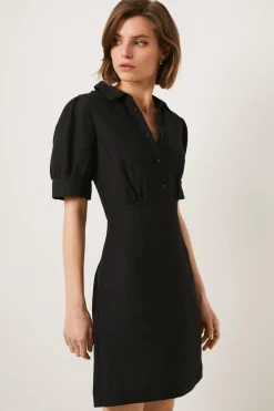 Discount Oasis Linen Mix Button Detail Shift Dress Orange