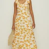 Online Oasis Linen Mix Palm Printed Tie Shoulder Dress Floral