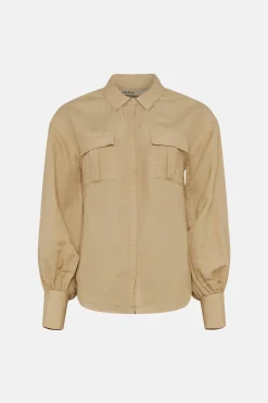 Best Oasis Linen Mix Pocket Shirt Stone