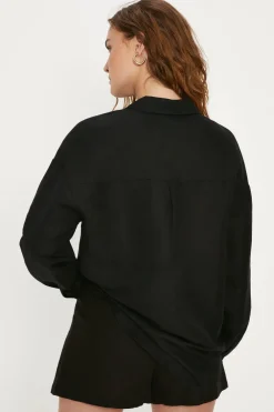 Online Oasis Linen Mix Relaxed Shirt Black